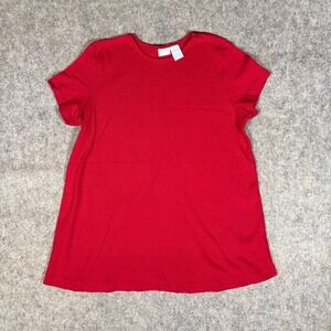 In Due Time Maternity Top Womens Medium Red Cotton Ribbed Short Sleeve Y2KTee